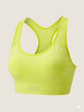 PINK Victoria's Secret Neon Lime Seamless Racerback Sports Bra Large